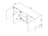 Credenza Amadora, Madia da salotto con tre ante battenti, Rialzata da terra, 151x40 h75 cm, Nero