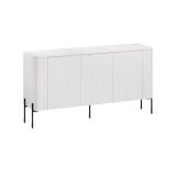 Credenza Amora, Madia da salotto con tre ante battenti, Rialzata da terra, 150x40 h80 cm, Bianco