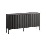 Credenza Amora, Madia da salotto con tre ante battenti, Rialzata da terra, 150x40 h80 cm, Nero