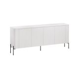 Credenza Anadia, Madia da salotto con quattro ante battenti, Rialzata da terra, 190x40 h80 cm, Bianco