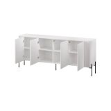Credenza Anadia, Madia da salotto con quattro ante battenti, Rialzata da terra, 190x40 h80 cm, Bianco