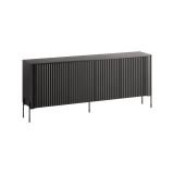 Credenza Anadia, Madia da salotto con quattro ante battenti, Rialzata da terra, 190x40 h80 cm, Nero