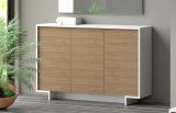 Credenza Aneto, Madia da salotto, Buffet da soggiorno a 3 ante e 1 cassetto, 100% Made in Italy, 134x35h87 cm, Bianco e Rovere