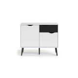 Credenza Angelique, Buffet da soggiorno, Madia da salotto, Dispensa da cucina, 98x39 h81 cm, Bianco e Nero