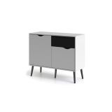Credenza Angelique, Buffet da soggiorno, Madia da salotto, Dispensa da cucina, 98x39 h81 cm, Bianco e Nero