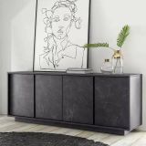 Credenza Annone, Buffet da soggiorno, Madia da salotto, Dispensa da cucina, Made in Italy, 180x43 h79 cm, Ardesia