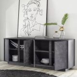 Credenza Annone, Buffet da soggiorno, Madia da salotto, Dispensa da cucina, Made in Italy, 180x43 h79 cm, Ardesia