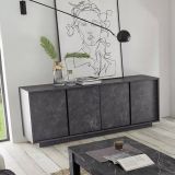 Credenza Annone, Buffet da soggiorno, Madia da salotto, Dispensa da cucina, Made in Italy, 180x43 h79 cm, Ardesia
