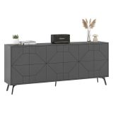 Credenza antracite 183x35x77h cm 6 ante - Earl