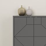 Credenza antracite 183x35x77h cm 6 ante - Earl