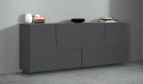 Credenza antracite 200x44x86h cm 4 ante - Arda