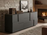 Credenza antracite 220x44x86h cm 4 ante e 3 cassetti - Astel
