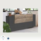 Credenza antracite e acero 160x45x86h cm 4 ante - Muscari