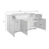 Credenza antracite e acero 160x46x85h cm 4 ante - Aschly