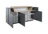 Credenza antracite e acero 160x46x85h cm 4 ante - Aschly