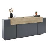 Credenza antracite e acero 220x45x85h cm 5 ante - Discordia