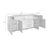 Credenza antracite e acero 220x45x85h cm 5 ante - Discordia