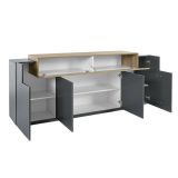 Credenza antracite e acero 220x45x85h cm 5 ante - Discordia