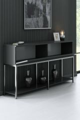 Credenza antracite e argento 150x30x80h cm 2 ante - Basilia