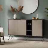 Credenza antracite e beige 142x35x83h cm 3 ante - Alin