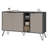 Credenza antracite e beige 142x35x83h cm 3 ante - Alin