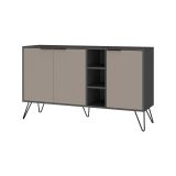 Credenza antracite e beige 142x35x83h cm 3 ante - Alin