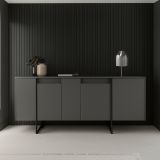 Credenza antracite e nera moderna 160x35x80h cm 4 ante - Arta