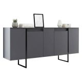 Credenza antracite e nera moderna 160x35x80h cm 4 ante - Arta
