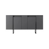 Credenza antracite e nera moderna 160x35x80h cm 4 ante - Arta