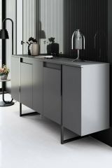 Credenza antracite e nera moderna 160x35x80h cm 4 ante - Arta