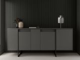 Credenza antracite e nera moderna 160x35x80h cm 4 ante - Arta
