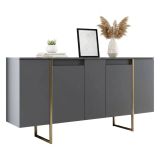 Credenza antracite e oro 160x35x80h cm 4 ante - Arta