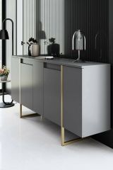 Credenza antracite e oro 160x35x80h cm 4 ante - Arta