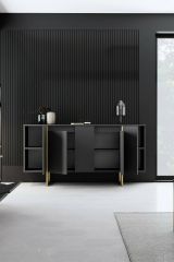 Credenza antracite e oro 160x35x80h cm 4 ante - Arta