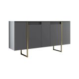 Credenza antracite e oro 160x35x80h cm 4 ante - Arta