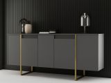 Credenza antracite e oro 160x35x80h cm 4 ante - Arta