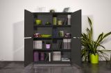 Credenza antracite lucida 100x41x126h cm 4 ante - Ara