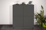 Credenza antracite lucida 100x41x126h cm 4 ante - Ara