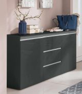Credenza antracite lucida 150x40x81h cm 2 ante e 3 cassetti - Amoco