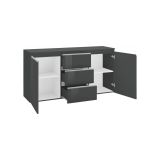 Credenza antracite lucida 150x40x81h cm 2 ante e 3 cassetti - Amoco