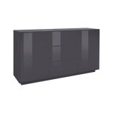 Credenza antracite lucida 160x41x86h cm 2 ante e 3 cassetti - Aysha