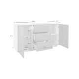 Credenza antracite lucida 160x41x86h cm 2 ante e 3 cassetti - Aysha