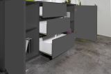 Credenza antracite lucida 160x41x86h cm 2 ante e 3 cassetti - Aysha