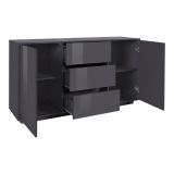 Credenza antracite lucida 160x41x86h cm 2 ante e 3 cassetti - Aysha
