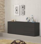Credenza antracite lucida 170x40x60h cm 2 ante e 3 cassetti - Andie