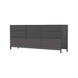 Credenza antracite lucida 170x40x73h cm 1 anta e 6 cassetti - Pirite