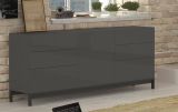 Credenza antracite lucida 170x40x73h cm 1 anta e 6 cassetti - Pirite
