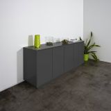 Credenza antracite lucida 180x41x86h cm 4 ante - Aulina