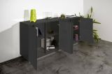 Credenza antracite lucida 180x41x86h cm 4 ante - Aulina