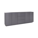 Credenza antracite lucida 220x41x86h cm 4 ante e 3 cassetti - Arrachis